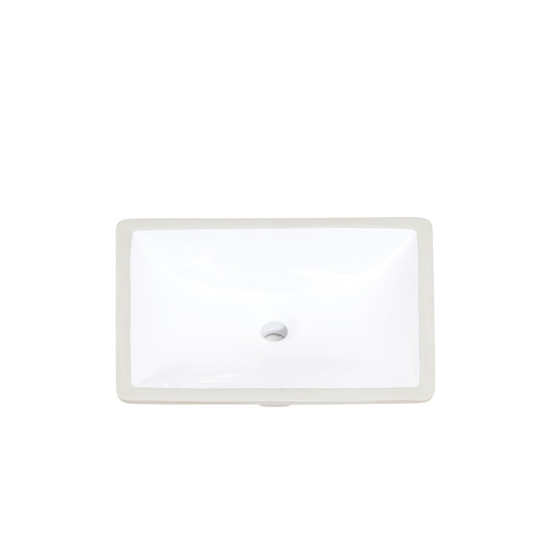 Altair 15'' White Ceramic Square Undermount Bathroom Sink with Overflow